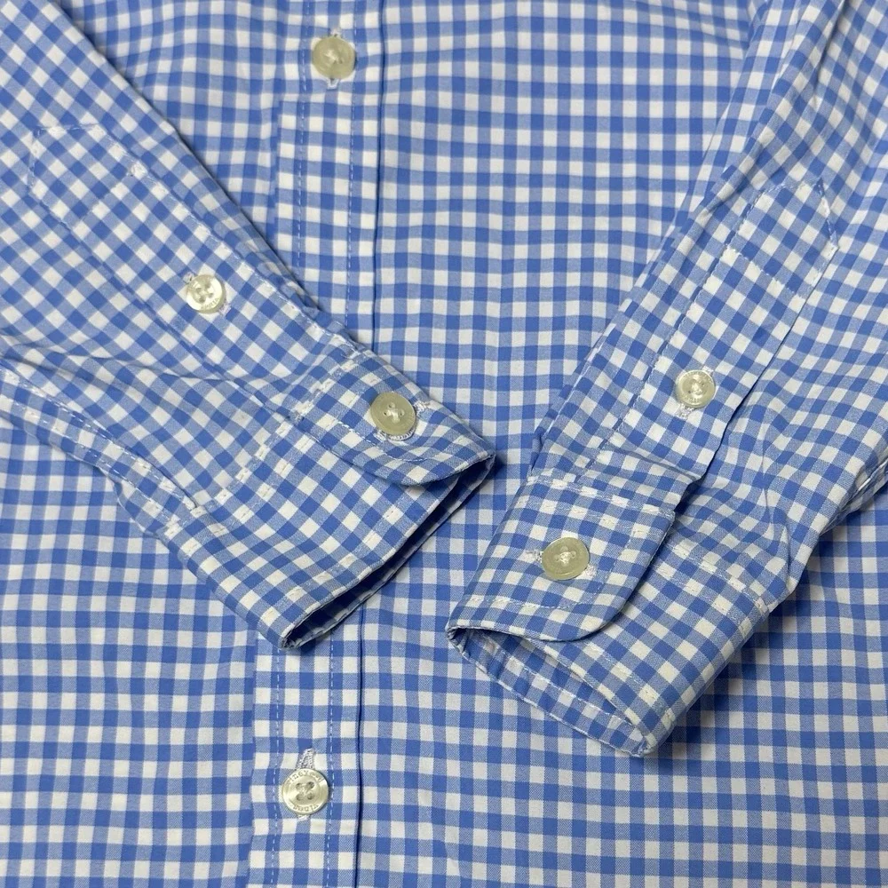 Vineyard Vines On The Go Performance Gingham Shirt Boys 3T Blue White 3W001117